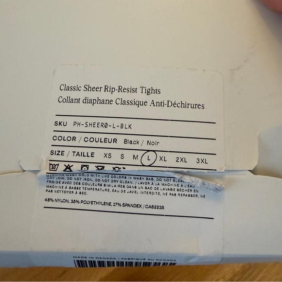 Sheertex Black Tights - Classic Sheer Rip-Resistant Size Large - Picture 3 of 4